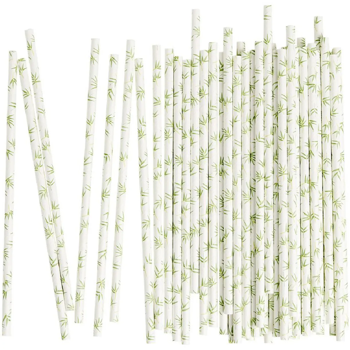 Sale Gifi Paille bambou blanche motif feuillage x50 - Ø0,6 x H19,7cm