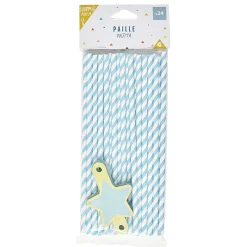 Outlet Gifi Paille bleu et étiquette étoile en papier x 24