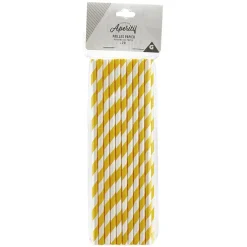Sale Gifi Paille en papier motif chevron blanc et jaune x20