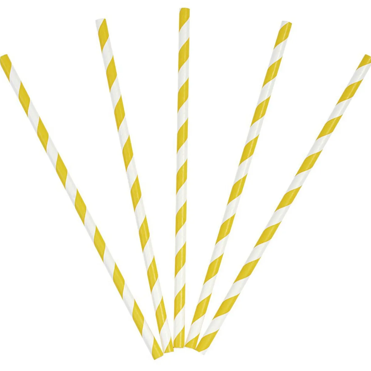 Sale Gifi Paille en papier motif chevron blanc et jaune x20