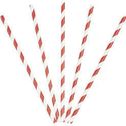 Sale Gifi Paille en papier motif chevron blanc et rouge x20