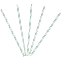 Clearance Gifi Paille en papier motif chevron blanc turquoise x20