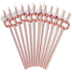 Clearance Gifi Paille personnalisable étiquette sucre d'orge rouge et blanc x12