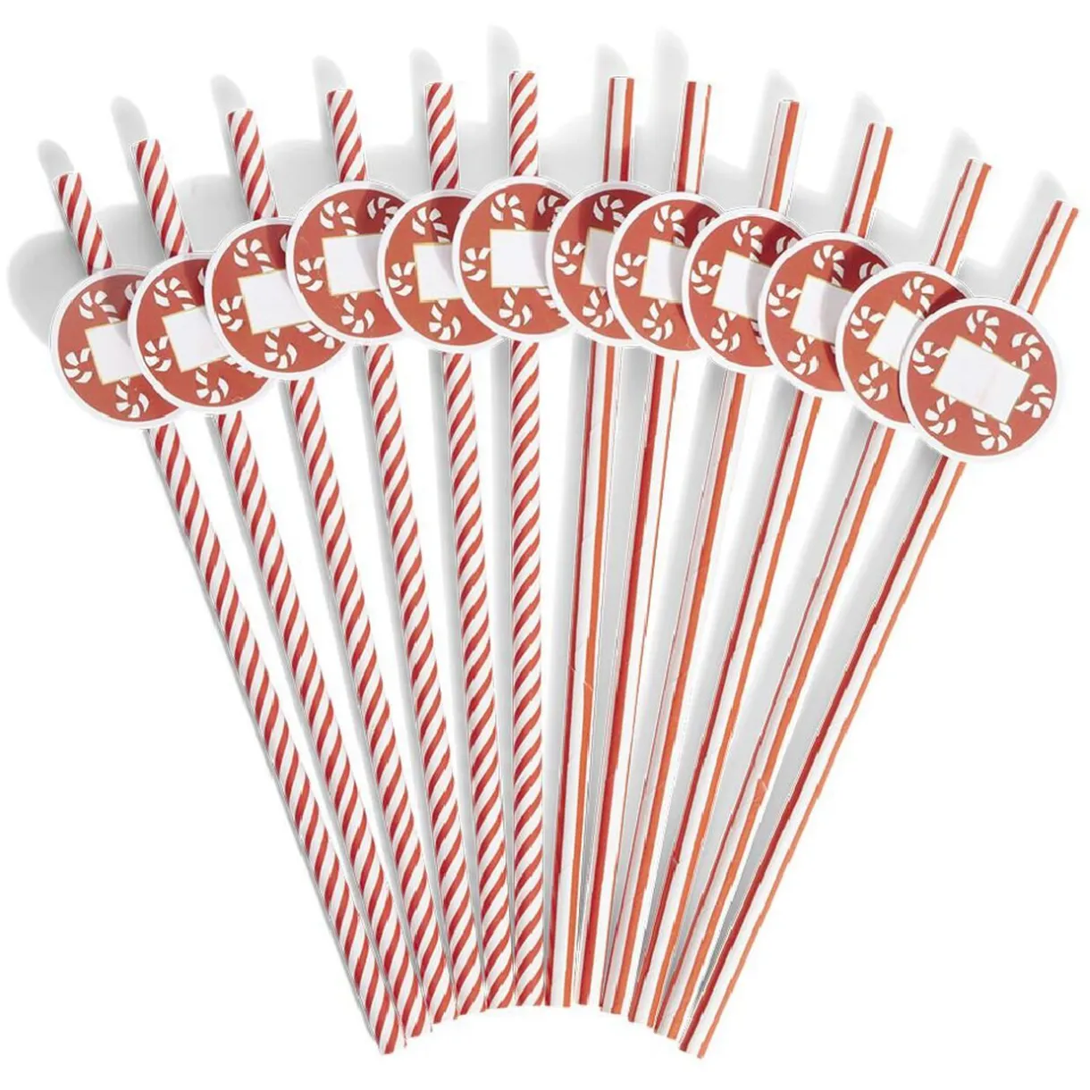 Clearance Gifi Paille personnalisable étiquette sucre d'orge rouge et blanc x12