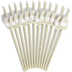 Sale Gifi Paille personnalisable étiquette pomme de pin blanc et camel x12