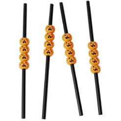 Sale Gifi Paille plastique Halloween fantaisie citrouille x4
