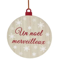 Gifi Pancarte boule de Noël en bois Ø30cm^ Décoration Sapin