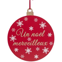 Gifi Pancarte boule de Noël en bois Ø30cm^ Décoration Sapin