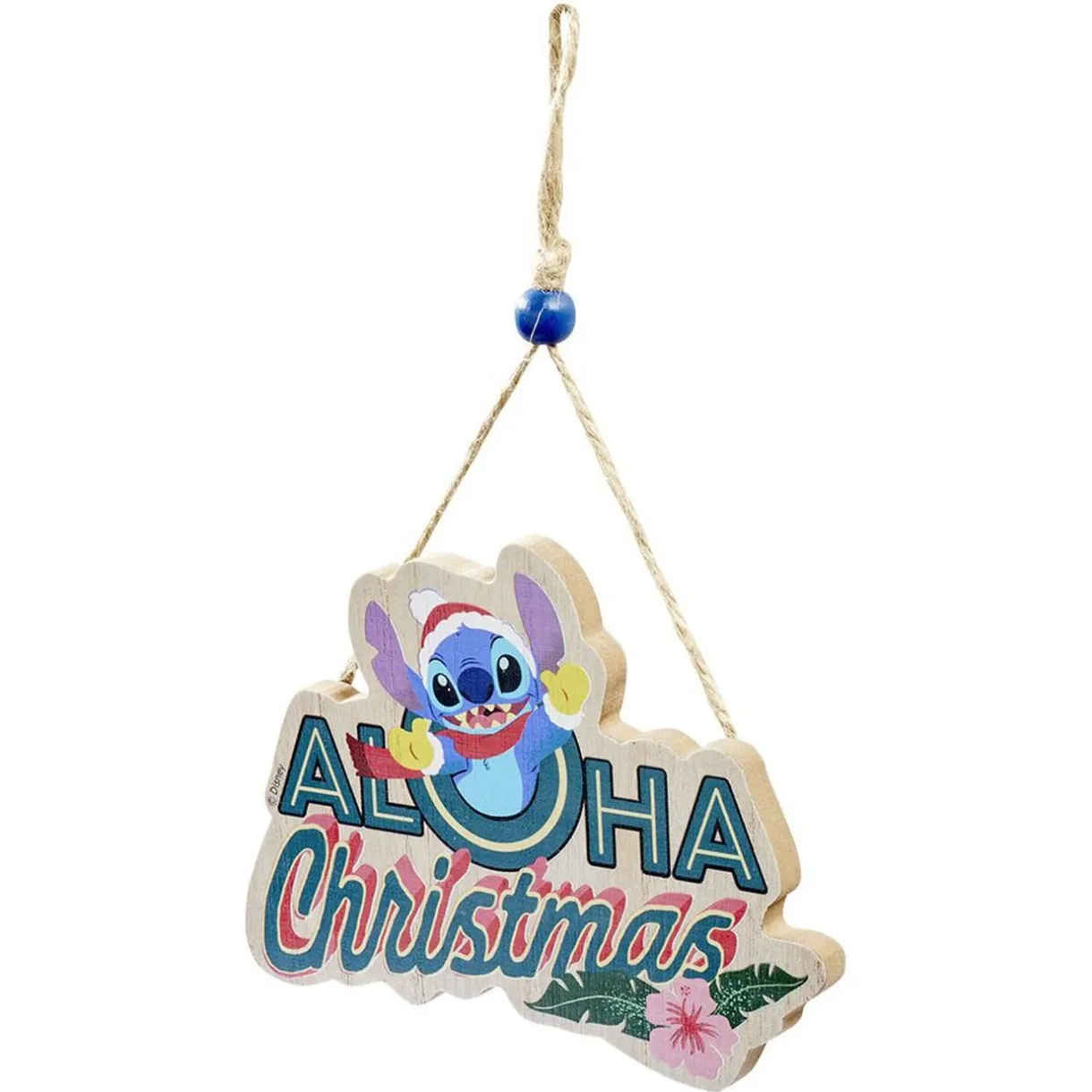 Gifi Pancarte Disney Stitch à suspendre Aloha Christmas en bois L16xH25cm^ Décoration Sapin