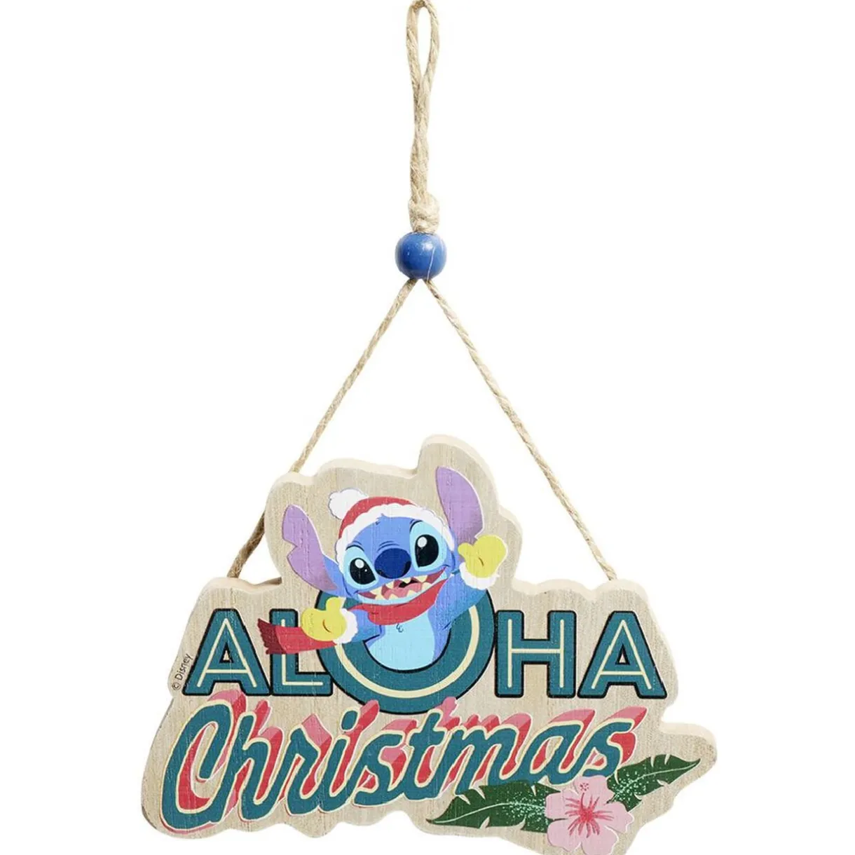 Gifi Pancarte Disney Stitch à suspendre Aloha Christmas en bois L16xH25cm^ Décoration Sapin