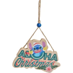 Gifi Pancarte Disney Stitch à suspendre Aloha Christmas en bois L16xH25cm^ Décoration Sapin
