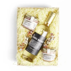 Hot Gifi Panier gourmand 1 bouteille vin blanc/2 pâtés/2 papillotes chocolat