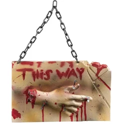 Discount Gifi Panneau à suspendre Halloween This way main coupée ensanglantée