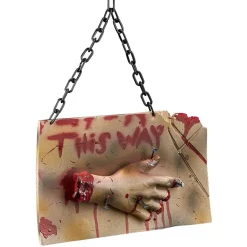 Discount Gifi Panneau à suspendre Halloween This way main coupée ensanglantée
