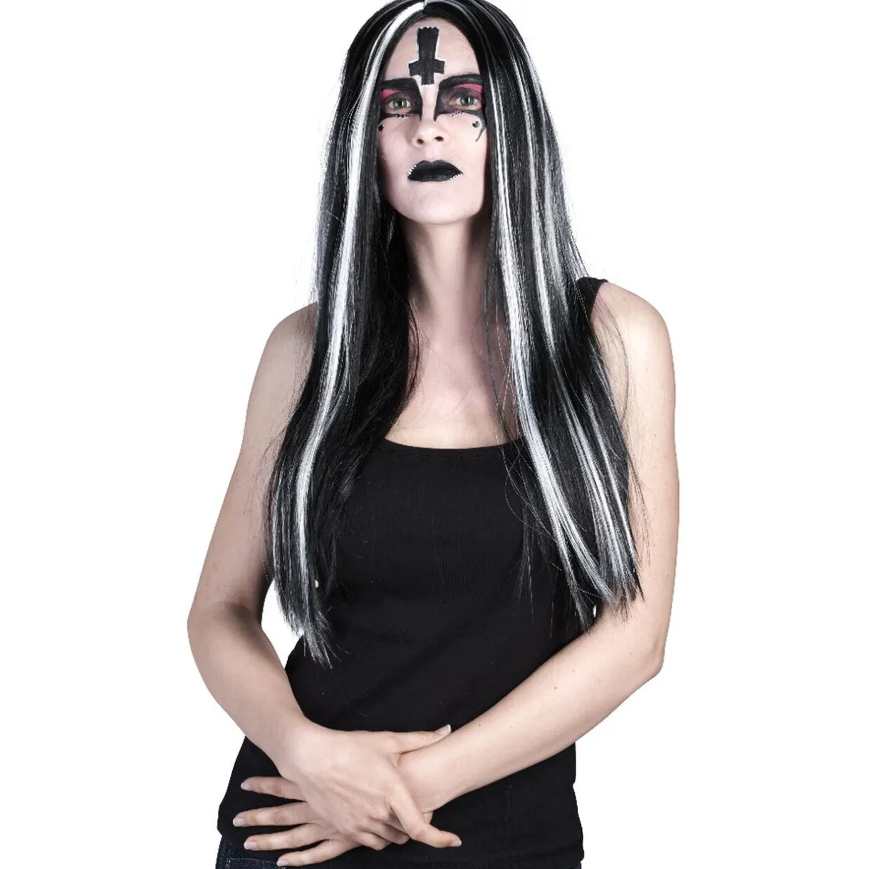 Outlet Gifi Perruque femme sorcière cheveux longs bicolore