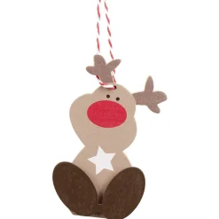 Gifi Personnage de Noël en bois à suspendre H9,5cm^ Décoration Sapin