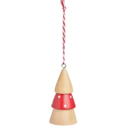 Gifi Petit sapin en bois à suspendre rouge et naturel Ø4xH8cm^ Décoration Sapin