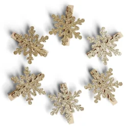 Clearance Gifi Pince de décoration flocon de neige doré x6