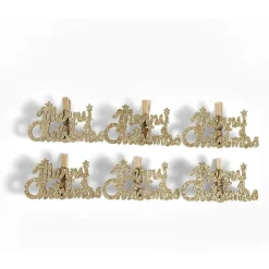 Best Gifi Pince de décoration flocon Merry Christmas doré x6