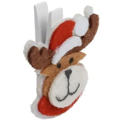 Outlet Gifi Pince de Noël motif renne et bonhomme de neige x6