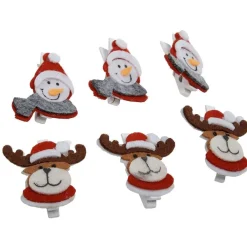 Outlet Gifi Pince de Noël motif renne et bonhomme de neige x6