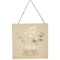 Gifi Plaque de Noël en bois avec clochette à suspendre^ Décoration Sapin