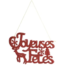 Gifi Plaque Joyeuse fête rouge^ Décoration Sapin