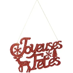 Gifi Plaque Joyeuse fête rouge^ Décoration Sapin