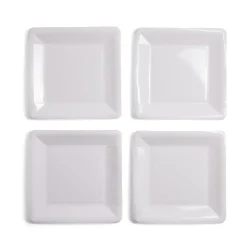 Outlet Gifi Plateau de présentation carré x4 en carton métallisé blanc 23x23cm