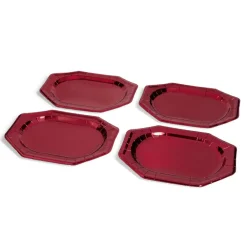Outlet Gifi Plateau de présentation ovale x4 en carton métallisé rouge 25x34cm