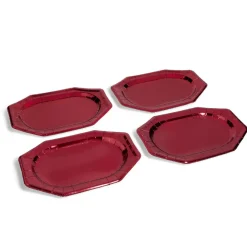 Outlet Gifi Plateau de présentation ovale x4 en carton métallisé rouge 25x34cm