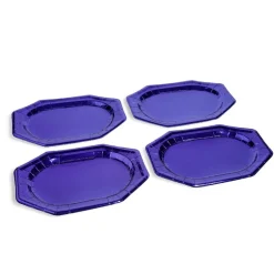Outlet Gifi Plateau de présentation ovale x4 en carton métallisé bleu nuit 25x34cm