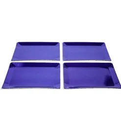 Sale Gifi Plateaux de présentation rectangulaire x4 carton métallisé bleu 28x38cm