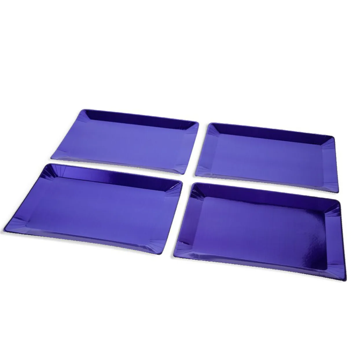 Sale Gifi Plateaux de présentation rectangulaire x4 carton métallisé bleu 28x38cm