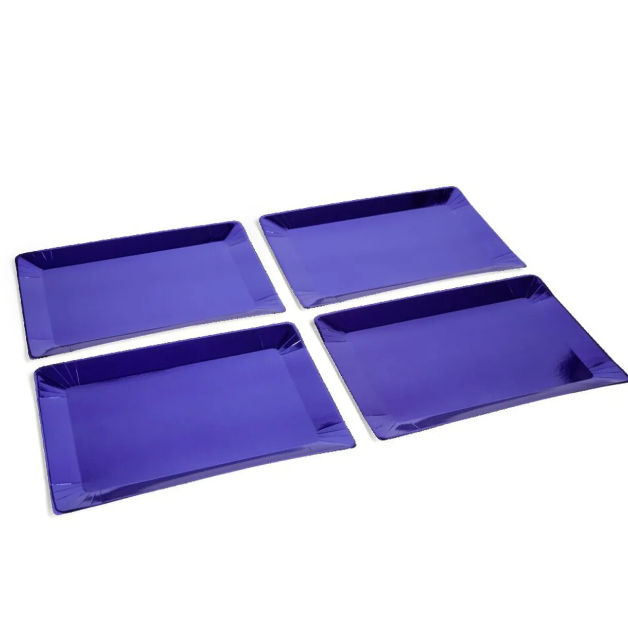 Sale Gifi Plateaux de présentation rectangulaire x4 carton métallisé bleu 28x38cm
