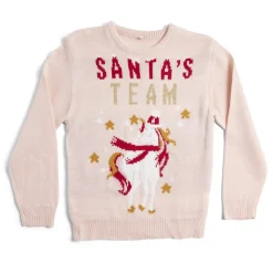 Gifi Pull de Noël enfant Santa's Team licorne rose^ Déguisement Et Tenue De Noël