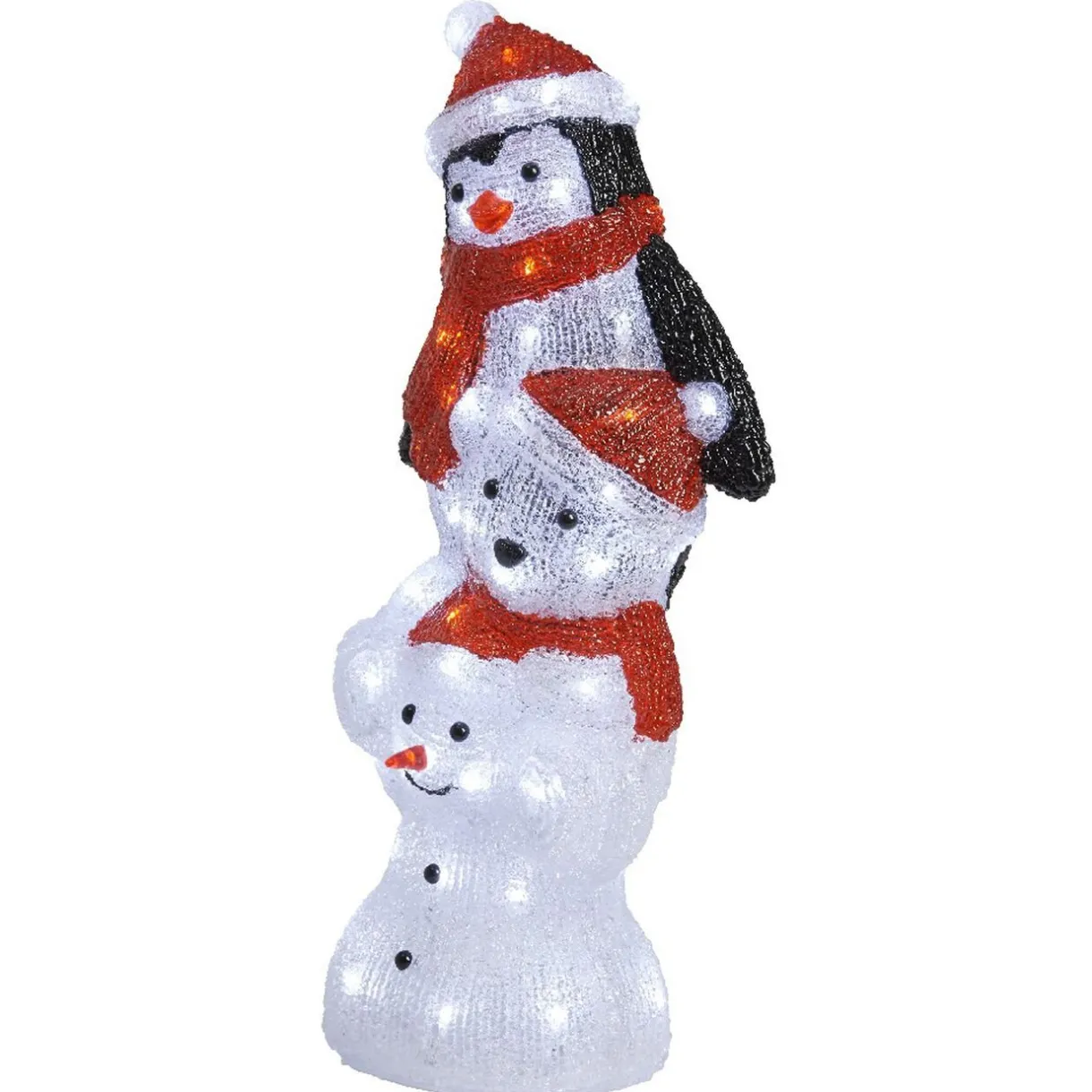 Gifi Pyramide bonhomme de neige ourson et pingouin lumineux^ Décoration Extérieure De Noël