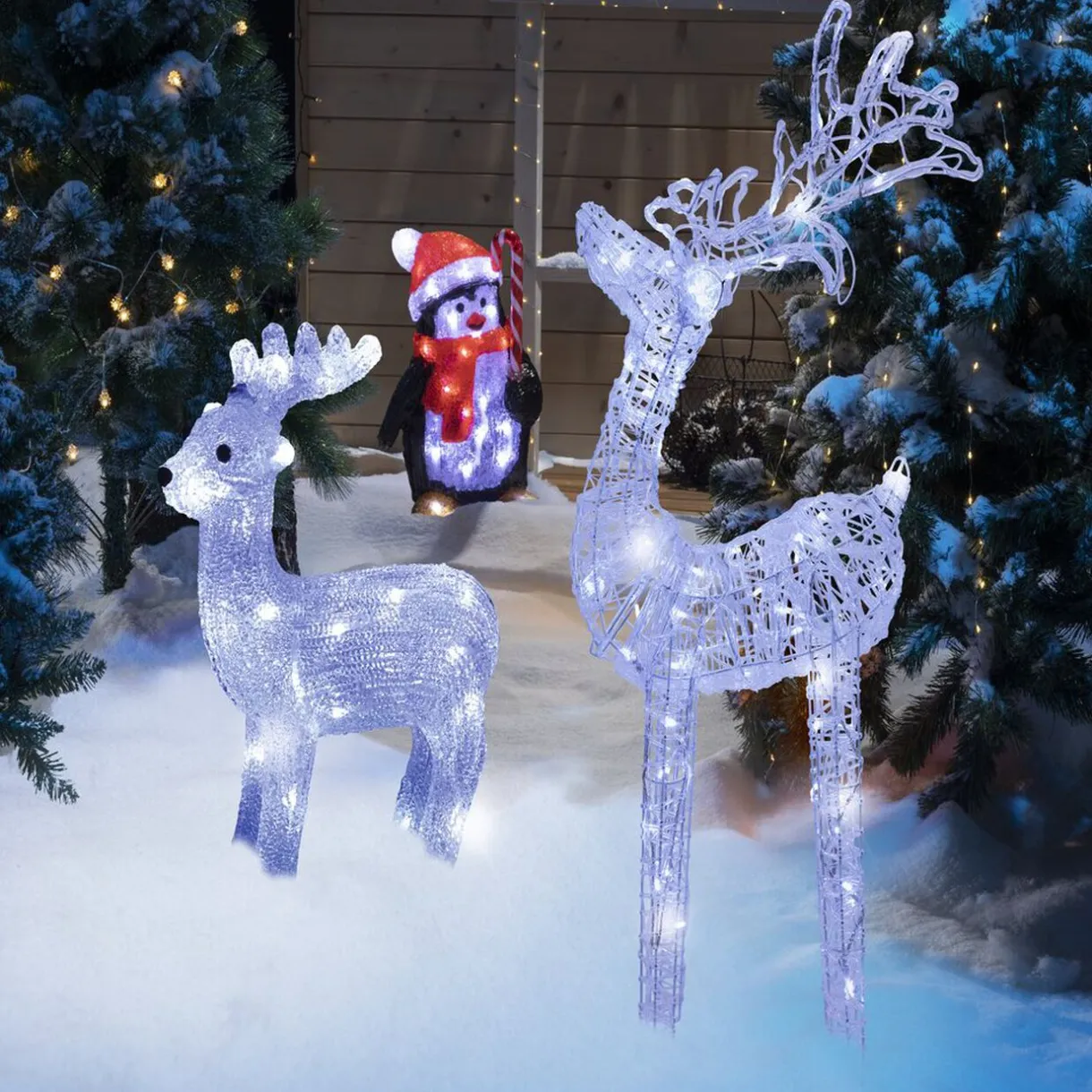 Gifi Renne de Noël lumineux 80 LED blanc froid H100cm^ Décoration Extérieure De Noël