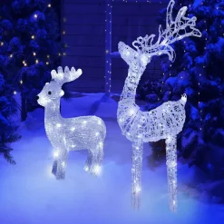 Gifi Renne de Noël lumineux 80 LED blanc froid H100cm^ Décoration Extérieure De Noël