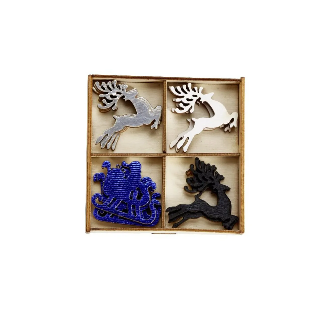 Outlet Gifi Rennes et traineau en bois pour décoration de table 12 pièces 2x2cm