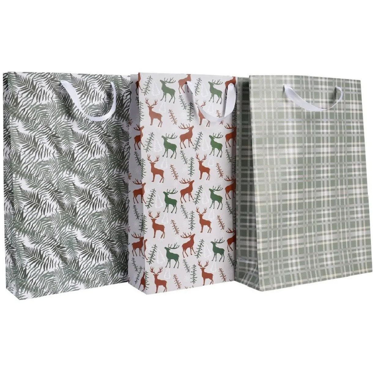 Gifi Sac cadeau Noël Gris Vert taille L^ Loisirs Créatifs Et Emballage Cadeau