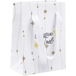 Gifi Sac cadeau Noël imprimé doré L10,8x14,6 cm^ Loisirs Créatifs Et Emballage Cadeau