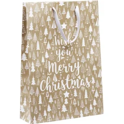 Gifi Sac cadeau Noël imprimé doré L33x46 cm^ Loisirs Créatifs Et Emballage Cadeau