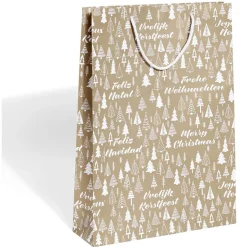 Gifi Sac cadeau Noël motif sapin ou uni doré pailleté - Taille L^ Loisirs Créatifs Et Emballage Cadeau