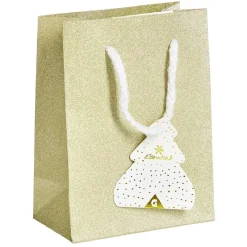 Gifi Sac cadeau Noël motif sapin ou uni doré pailleté -Taille S^ Loisirs Créatifs Et Emballage Cadeau
