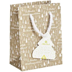 Gifi Sac cadeau Noël motif sapin ou uni doré pailleté -Taille S^ Loisirs Créatifs Et Emballage Cadeau