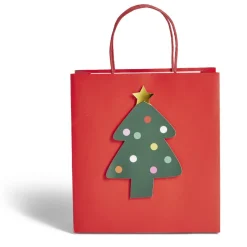 Gifi Sac cadeau Noël rouge motif sapin 24xH25cm^ Loisirs Créatifs Et Emballage Cadeau