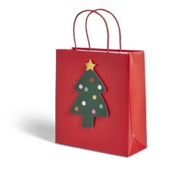 Gifi Sac cadeau Noël rouge motif sapin 24xH25cm^ Loisirs Créatifs Et Emballage Cadeau