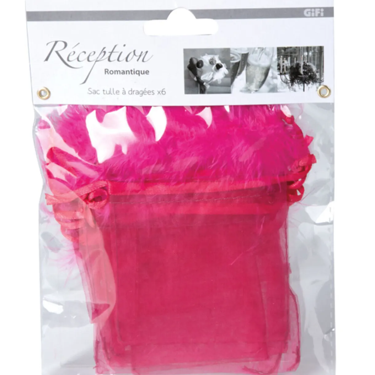 Sale Gifi Sac rose fuchsia à dragées x6