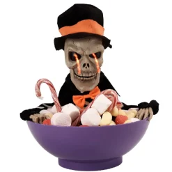 Discount Gifi Saladier à bonbon Halloween squelette animé noir et violet